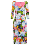 Dolce & Gabbana Multicolor Floral Side Slit Midi Dress