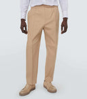 TAPERED ELASTICATED TROUSERS-SAND