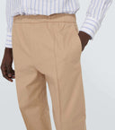 TAPERED ELASTICATED TROUSERS-SAND