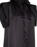 PRUNETTE TINY SLEEVE AND ROMANTIC COLLAR SHIRT BLACK