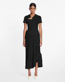 PLEATED MIDI SKIRT-BLACK
