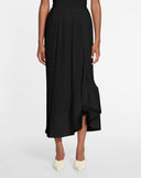 PLEATED MIDI SKIRT-BLACK
