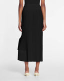 PLEATED MIDI SKIRT-BLACK