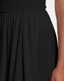 PLEATED MIDI SKIRT-BLACK