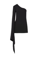 DALOOD MINI ONE SHOULDER DRESS, COLOR BLACK
