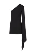 DALOOD MINI ONE SHOULDER DRESS, COLOR BLACK