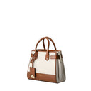 MELINE' BAG IN CANVAS AND MOSAICO NATURAL/CUOIO