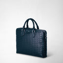 Extra Slim Briefcase in Navy Blue Mosaico leather