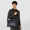 Extra Slim Briefcase in Navy Blue Mosaico leather