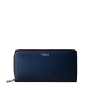 ZIP AROUND WALLET IN RUGIADA LEATHER NAVY BLUE