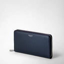 ZIP AROUND WALLET IN RUGIADA LEATHER NAVY BLUE