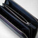 ZIP AROUND WALLET IN RUGIADA LEATHER NAVY BLUE