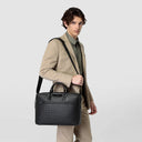 DOUBLE BRIEFCASE WITH ZIP IN STEPAN BLACK/BLACK ECLIPSE