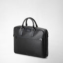 Slim Briefcase in Black Stepan coated canvas with Eclipse Black leather inserts