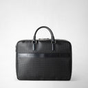 Slim Briefcase in Black Stepan coated canvas with Eclipse Black leather inserts