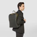 SINGLE ZIP BACKPACK IN STEPAN ECLIPSE BLACK/MOSS GREEN