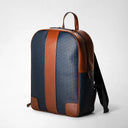 SINGLE ZIP BACKPACK IN STEPAN 72 OCEAN BLUE/CUOIO