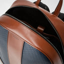 SINGLE ZIP BACKPACK IN STEPAN 72 OCEAN BLUE/CUOIO