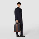 SINGLE ZIP BACKPACK IN STEPAN 72 OCEAN BLUE/CUOIO