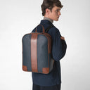 SINGLE ZIP BACKPACK IN STEPAN 72 OCEAN BLUE/CUOIO