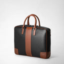 SLIM BRIEFCASE IN STEPAN 72 BLACK/CUOIO