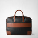 Slim Briefcase in Stepan with Cuoio calfskin leather inserts