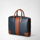 Slim Briefcase in Stepan with Cuoio calfskin leather inserts