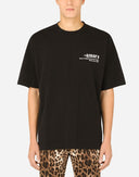 Dolce & Gabbana Black Amore Leopard Cotton Crew Neck T-shirt