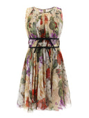 Dolce & Gabbana Beige Floral Sleeveless A-line Mini Dress