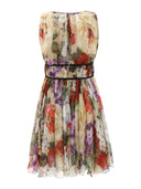 Dolce & Gabbana Beige Floral Sleeveless A-line Mini Dress