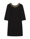 Dolce & Gabbana Black Crystal Embellished Round Neck Mini Dress