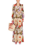 Dolce & Gabbana Multicolor Floral Wide Leg Jumpsuit Dress