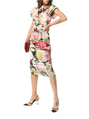 Dolce & Gabbana Multicolor Floral Short Sleeves Sheath Midi Dress