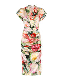 Dolce & Gabbana Multicolor Floral Short Sleeves Sheath Midi Dress