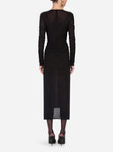 Dolce & Gabbana Black Wool Long Sleeves Sheath Midi Dress