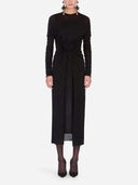 Dolce & Gabbana Black Wool Long Sleeves Sheath Midi Dress