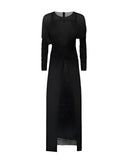 Dolce & Gabbana Black Wool Long Sleeves Sheath Midi Dress