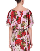 Dolce & Gabbana Pink Floral Silk Short Sleeves Blouse Top