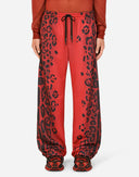 Dolce & Gabbana Red Leopard Print Polyester Men Jogger Pants