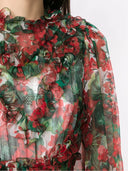 Dolce & Gabbana Multicolor Ruffle Floral Long Sleeves Dress