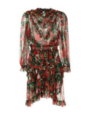 Dolce & Gabbana Multicolor Ruffle Floral Long Sleeves Dress