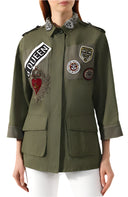 Dolce & Gabbana Military Green Queen Embellished Coat Jacket