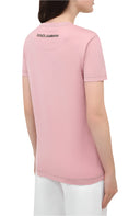 Dolce & Gabbana Pink Logo Print Cotton Crew Neck T-shirt