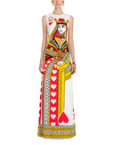 Dolce & Gabbana White Queen Of Hearts Sleeveless Maxi Dress