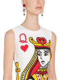 Dolce & Gabbana White Queen Of Hearts Sleeveless Maxi Dress