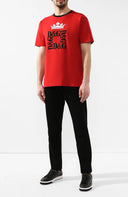 Dolce & Gabbana Red Logo Crown Cotton Crew Neck T-shirt