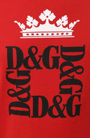 Dolce & Gabbana Red Logo Crown Cotton Crew Neck T-shirt