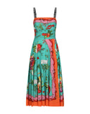 Dolce & Gabbana Multicolor Printed Silk Sleeveless Midi Dress