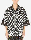 Dolce & Gabbana Black White Zebra Button Down Oversize Shirt