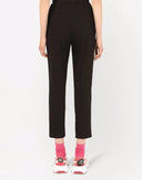 Dolce & Gabbana Black Wool High Waist Zipper Tapered Pants